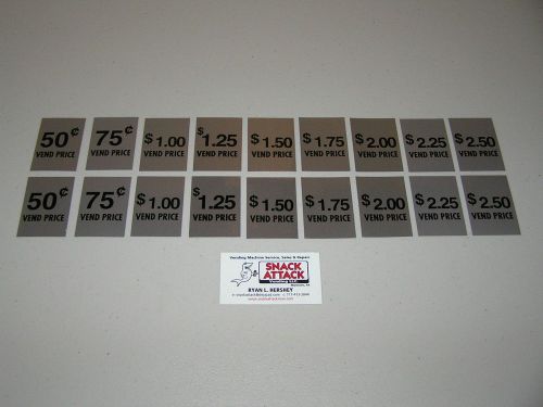 SODA VENDING MACHINE (18) Vend Price Decal Variety Pack - 2 ea. of  .50 - $2.50