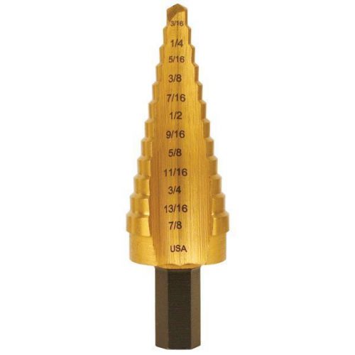 UNIBIT 15102 #2T TiN Step Drill, Size Range: 3/16&#034; to 1/2&#034;