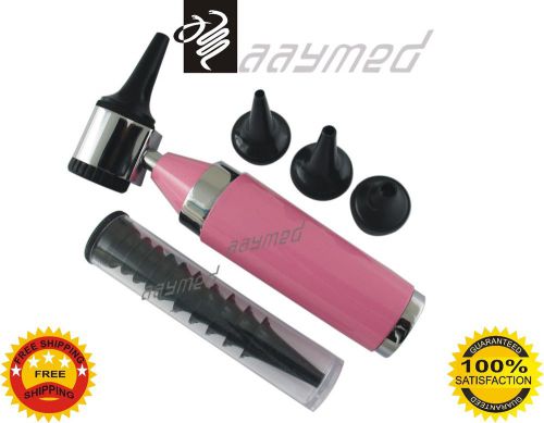 New Medical Otoscope Diagnostic Kit Pink Color with LED Bulb Free Ship