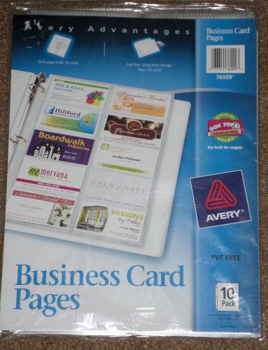 2 Pkgs Avery Advantages Business Card Pages 76009 PVC Free 10 Pack Holds 20 Each