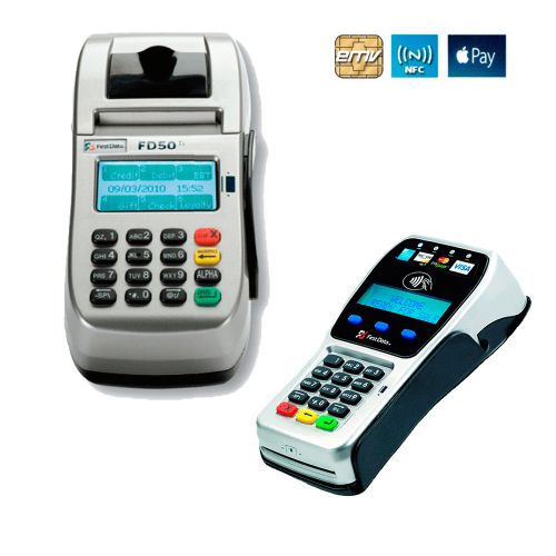 First Data FD50Ti Dial/IP &amp; FD35 Pin Pad NFC Contactless Reader APPLE Pay EMV