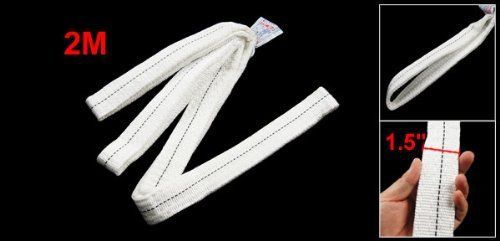 uxcell 2M 6.56Ft Eye to Eye White Polyster Webbing Lifting Tow Strap