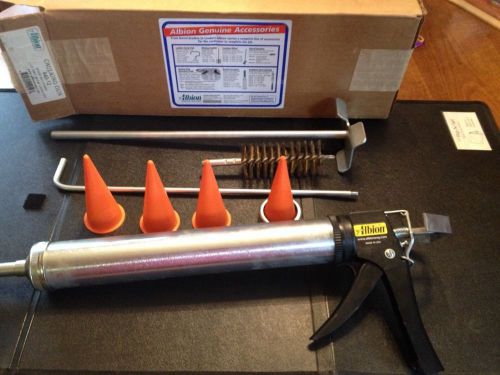 Albion bulk caulking gun with catalyst mixer and brass barrel brush and more for sale