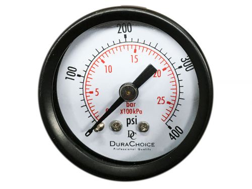 1-1/2&#034; utility pressure gauge - blk.steel 1/8&#034; npt center back 400psi for sale
