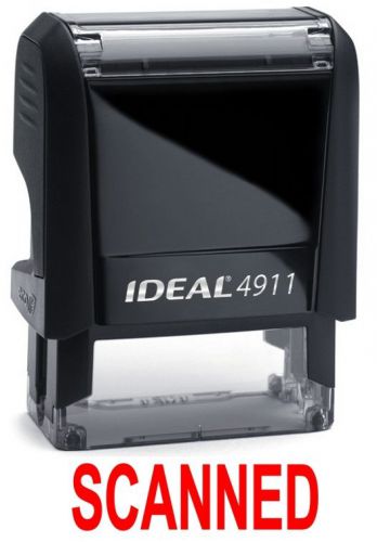 Scanned stamp text, ideal 4911 self-inking rubber stamp with red ink for sale
