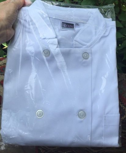 NEW XXL FITS CHEF COOK UNIFORM SMOCK COAT WHITE BUTTON FRONT