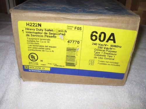 N nib square d h222n 60 amp 240 vac safety switch series f05 for sale