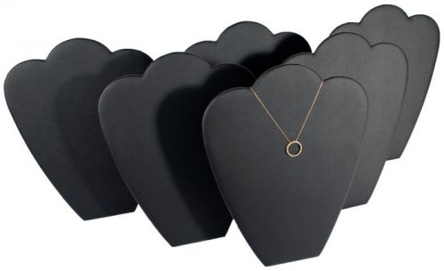 6 Black Leather Pendant Necklace Jewelry Display 11&#034;