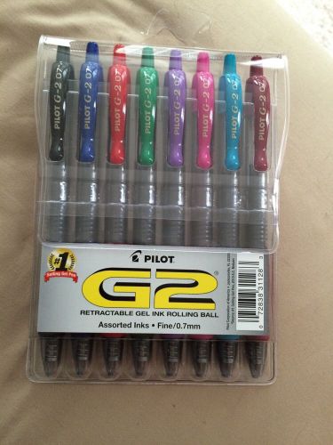 Pilot G2 Pen 0.7mm Gel Ink Rolling Ball, Assorted Color 8-Pack In Pouch.P31128