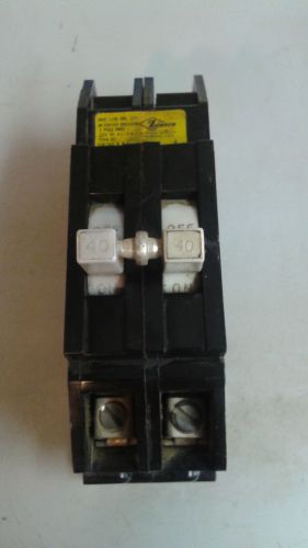 Zinsco Wide Circuit Breaker 40 Amp 2 pole or Double Pole Used