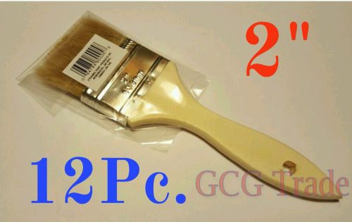 12 of 2 Inch Chip Brushes Brush 100% Pure Bristle Adhesives Paint Touchups