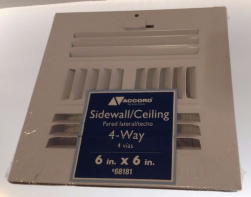 Accord Sidewall / Ceiling 6&#034; x 6&#034; 4-way vent  #68181 NIP