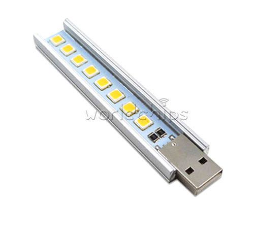 Warm White Mobile Power 5V Highlight USB Lamp 8 Beads SMD LG 5152 LED