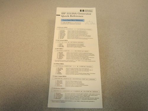 HP 33120A Generator Quick Reference Pamphlet