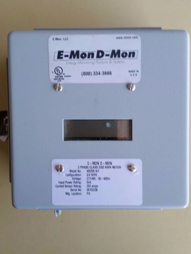 E-Mon D-Mon 480200 Kit 277/480  3-Phase 200A AC 2000 kWh Meter w/3 200A-Sensors