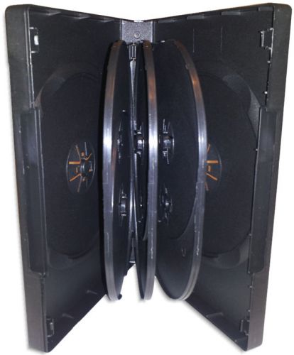 8-DISC 27mm =BLACK= DVD Boxes with Hinged Flaps 4-Pak