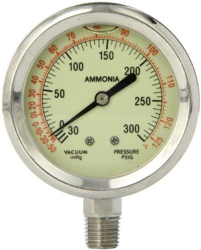 PIC Gauges PIC Gauge AMMONIA-LF-254CH-GLO Glycerin Filled Bottom Mount Ammonia