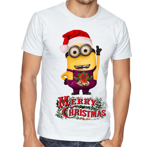 New Merry Christmas Funny Minion T-shirt White Minion Xmas GIF S,M,L,XL,XXL 6