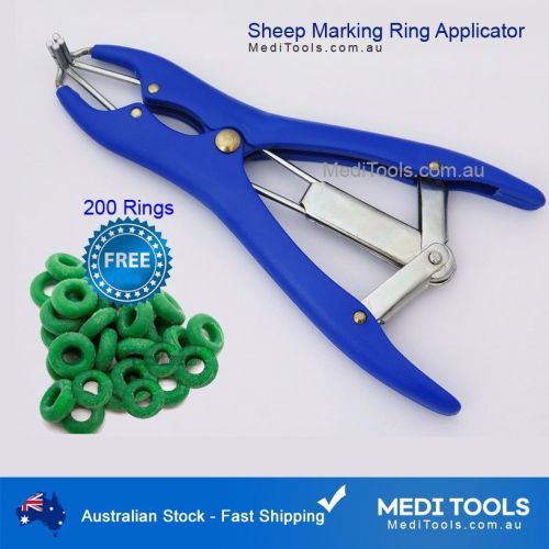 2 x Plastic Sheep Cattle Castration Ring Applicator, 200 Marking Rings, Farm