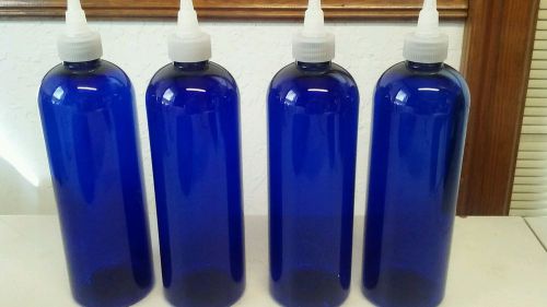Lot (4)Cobalt blue 16 oz twist cone top plastic bottle