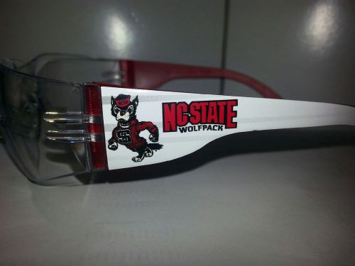 Ncaa nc state wolfpack safety glasses clear lenses red frames ansi z87.1/csa z94 for sale
