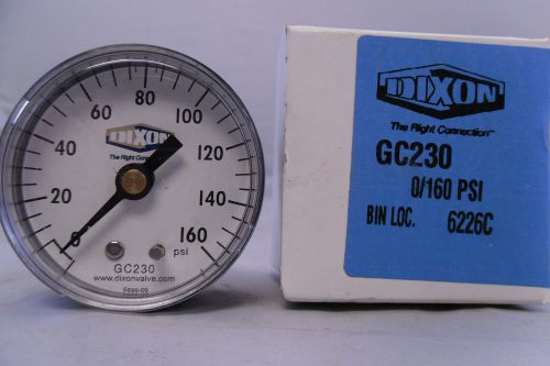 Dixon 0-160 PSI Gauge 2&#034; Face GC230 Rear Brass 1/4&#034; MPT Connection