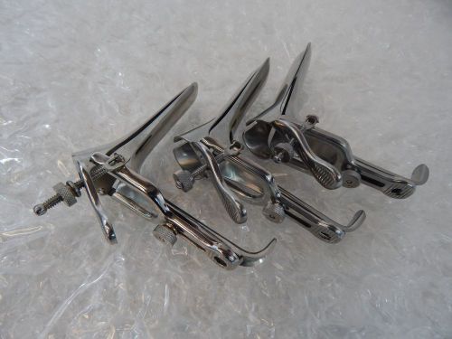 LOT OF 3 STAINLESS STEEL GYNECOLOGY SPUCULUMS