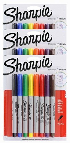 Sharpie permanent marker ultra fine point tip [37600pp] 8 count (pack of 3) 24 for sale