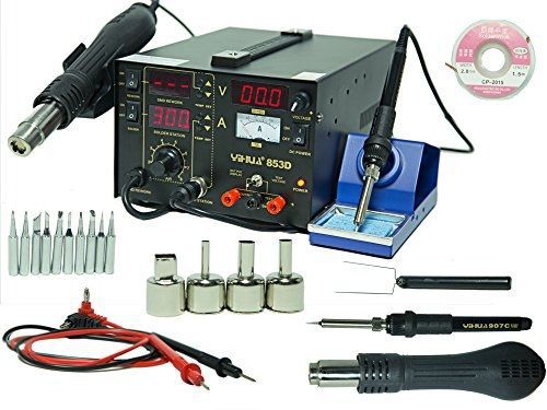 Yihua 3-in-1 soldering iron rework station hot air gun 853d dc 10 tips welder 3 for sale