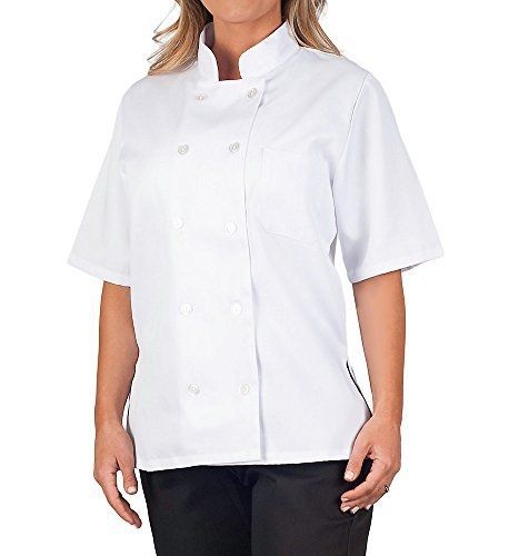 KNG Women&#039;s White Classic Short Sleeve Chef Coat, L