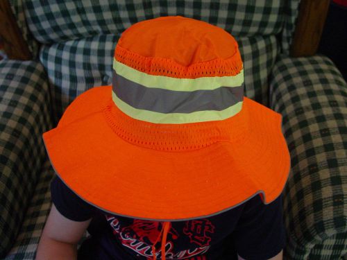 3 Booney Hats Orange Silver Reflective Tape Gear Safety Construction Fishing XL