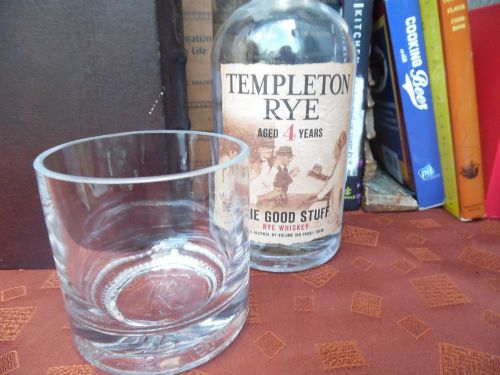 Templeton  rye bottle upcycled rocks groomsman mancave bar wedding set of 2 for sale