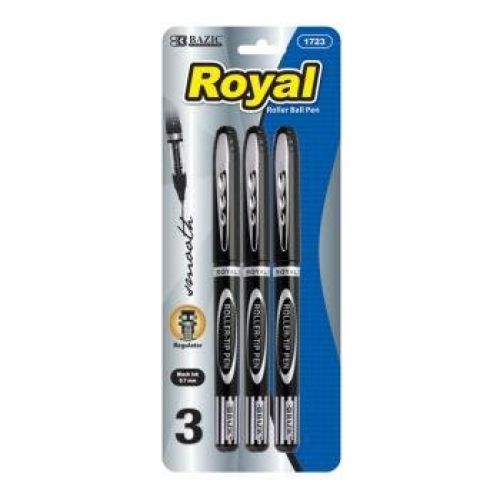 Bazic BAZIC Royal Black Rollerball Pen (3/Pack)