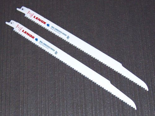 2 ea Lenox 156R 12&#034; 6-TPI Reciprocating Bi-Metal Blades For Nail Embedded Wood