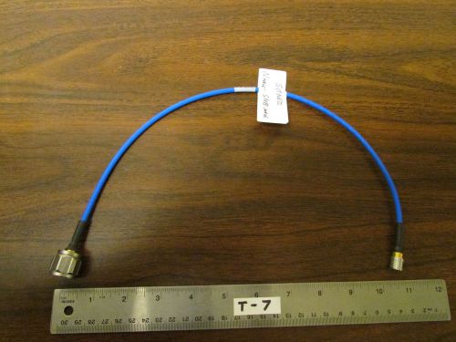 Suhner RF Microwave Coax Cable N Male to SMB Male 14 Inches NOS