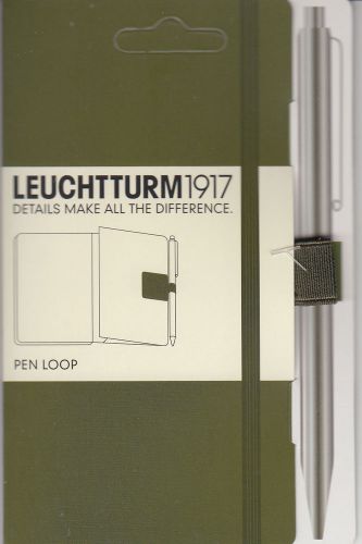 NEW Leuchtturm 1917 Army Green Pen Loop For Notebooks or Planners