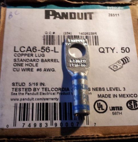 LCA6-56-L Compression Terminal Cable Lug, Pack of 50 stud 5/16in cu wire #6 awg.