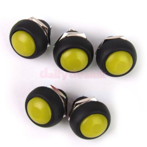 5xMomentary Push Button Horn Switch for Boat/Car Waterproof Yellow