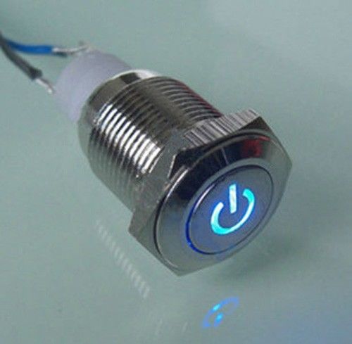 16mm 12V Blue LED Angel Eye Push Button Metal Momentary Switch for Car Boats DIY