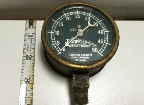 Antique 2 1/2&#034; national cylinder gas co torchweld 50 psi gauge steampunk for sale