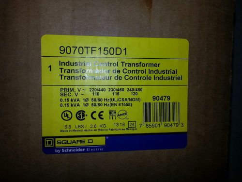 Square-d control transformer 9070tf150d1 - 480vac prim, 120vac sec, 150va rated for sale
