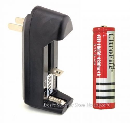 Rechargeable 3.7v 18650 battery li-ion 4200mah +charger for laser pen flashlight for sale