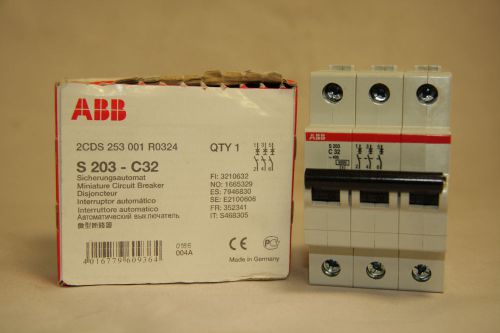 Abb s203-c32 circuit breaker 32 amp 3 pole 400 volt  3p new s203 50/60hz new for sale
