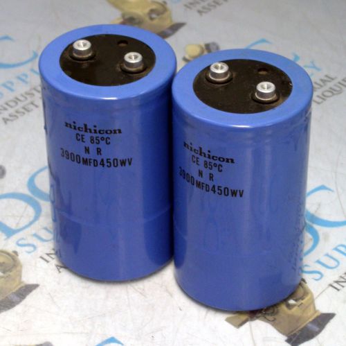 Nichincon ce 85° c n r 3900 mfd 450wv capacitor, lot of 2 for sale