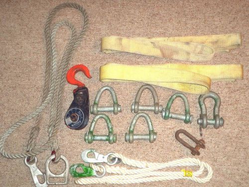 Rigging lot mckissick snatch block 2 ton 6&#039; liftall sling shackles  rope lanyard for sale