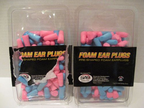 SAS Pre-Shaped Foam Ear Plugs ISO 9001 Safety 159 Pairs 1 New Box 1 Opened Box