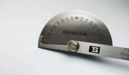 Bosi Stainless Steel Measuring Tool Round Head Rotary Protractor Angle Ruler