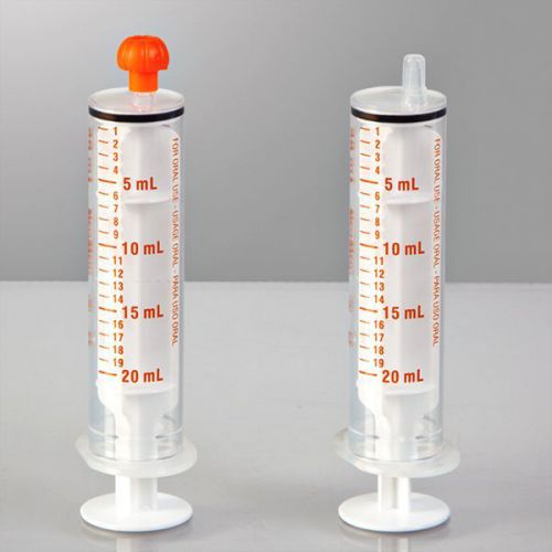 2 - disposable plastic hydroponics nutrient measuring syringe 20ml with cap for sale