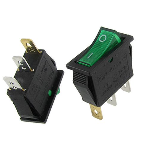 5pcs green light on-off i/o spst boat rocker switch 3 pin 15a/250v 20a/125v ac for sale
