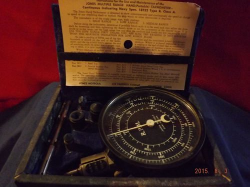 Vintage Jones Tachometer Portable Multiple Range Tach Navy